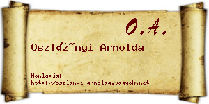 Oszlányi Arnolda névjegykártya